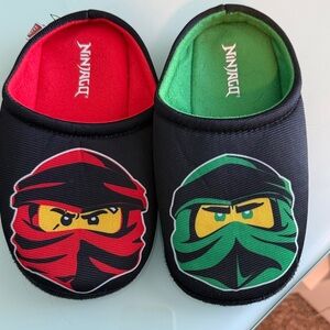 Ninjago Black Slippers with Red and Green Ninja Design